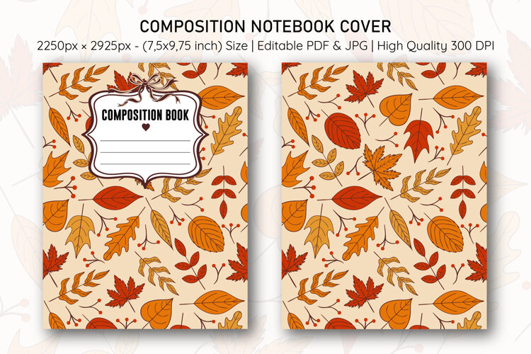 Vintage Fall Composition Notebook Cover | Notebook Cover example image 1