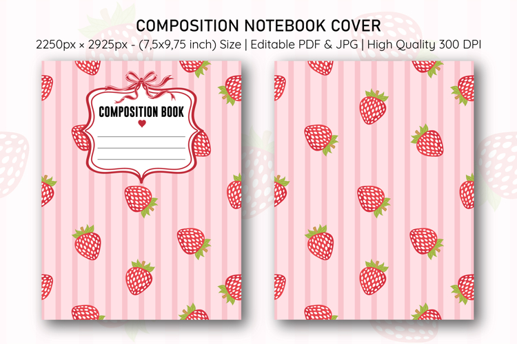Strawberyy Composition Notebook Cover | Notebook Cover