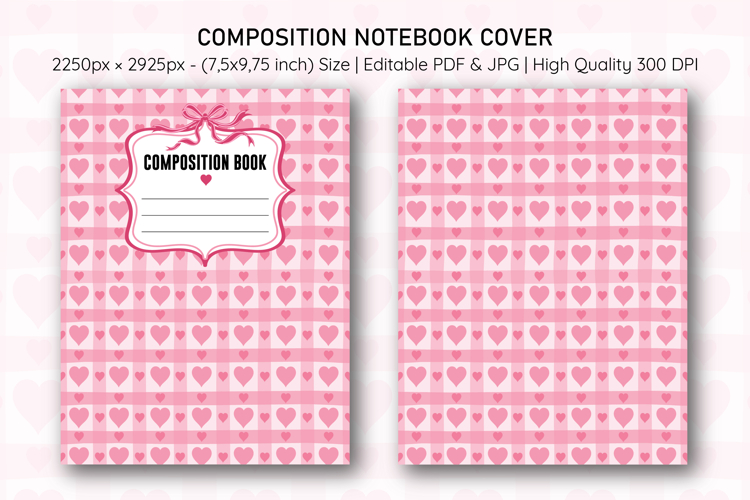 Heart Composition Notebook Cover | Notebook Cover