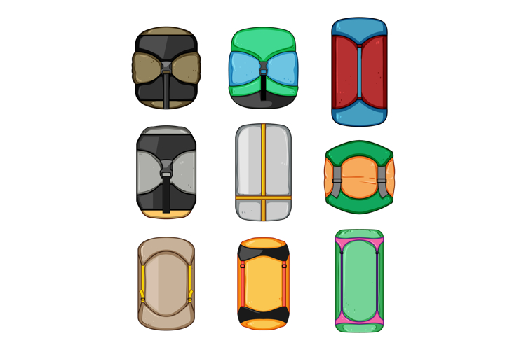 Different compression bags vector set for camping gear
