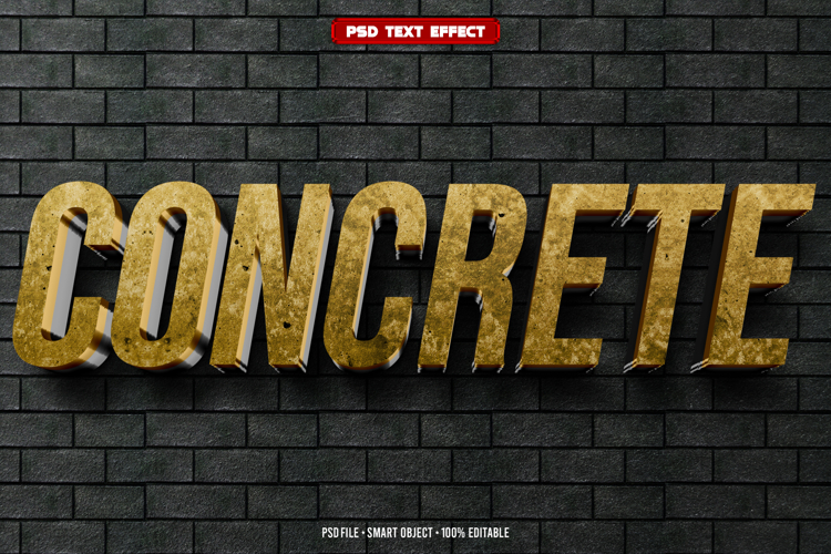 Concrete 3D editable text effect