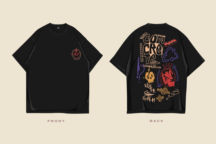 Concrete Wave Urban Streetwear Graffiti Graphic T-shirt