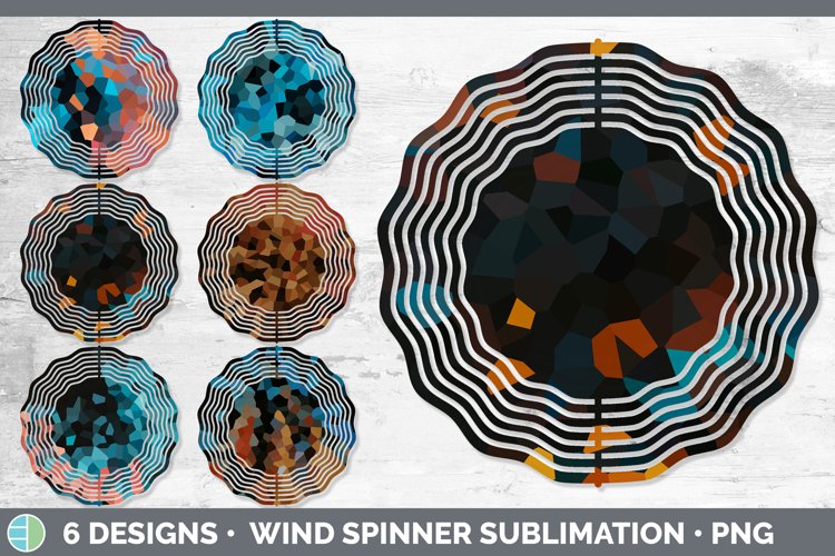 Bundle of six glitter Mosaic wind spinner sublimation designs.