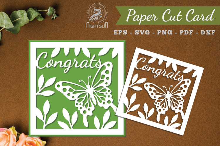 Congrats Papercut Card SVG