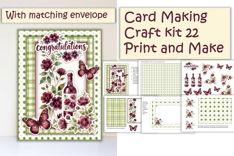 Summer Congratulations Card Making Kit 22 with matching enve