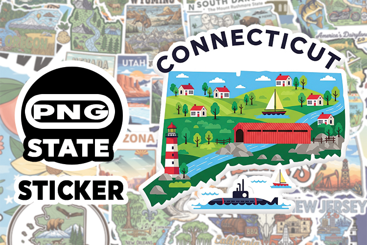 Connecticut Sticker PNG SVG | State Outline Decal File |