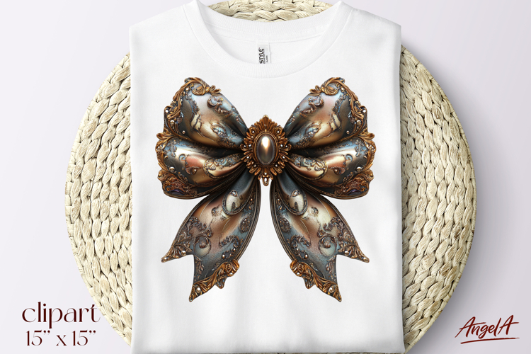 Lace brown vintage coquette bow tie clipart, retro clipart