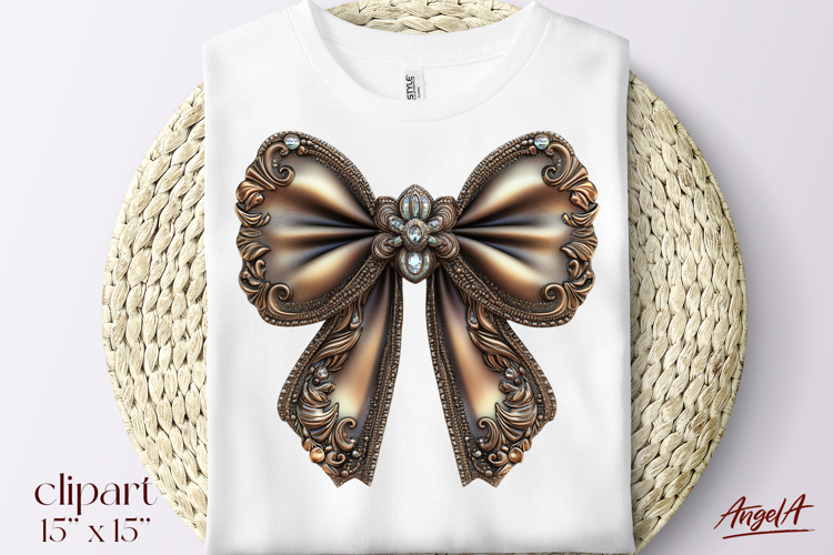 Lace brown vintage coquette bow tie clipart, retro clipart