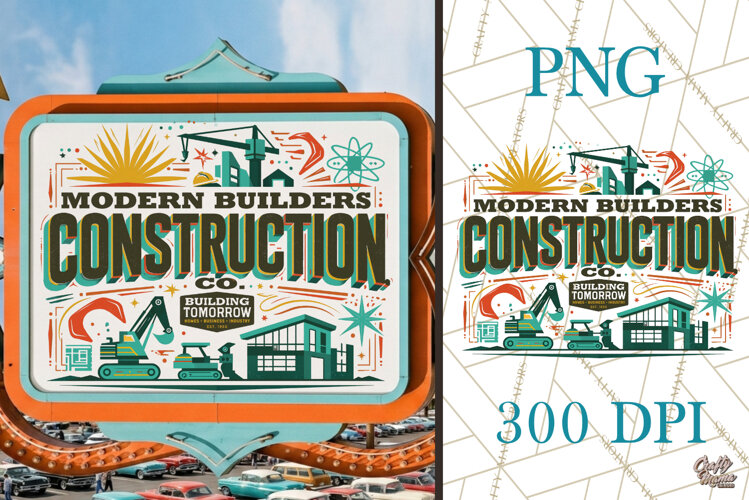Retro Atomic Age Construction Co PNG example image 1