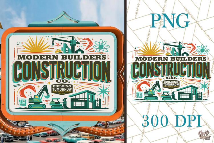 Retro Atomic Age Construction Co PNG