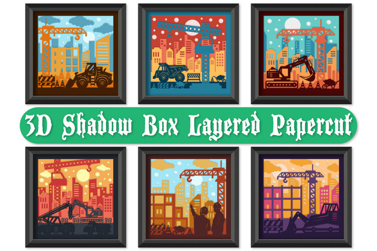 Construction Scene 3D Shadow Box Layered Papercut BUNDLES