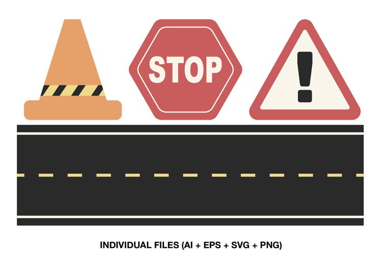 Construction signs clipart collection with four coordinated roadwork designs