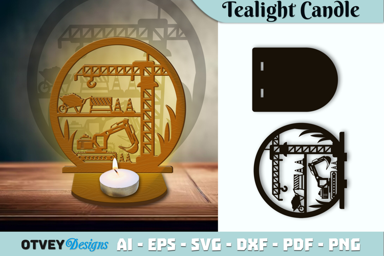 Construction Tealight Candle Holder Lasercut