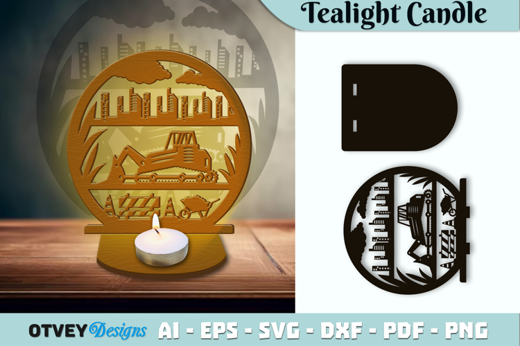 Construction Tealight Candle Holder Lasercut