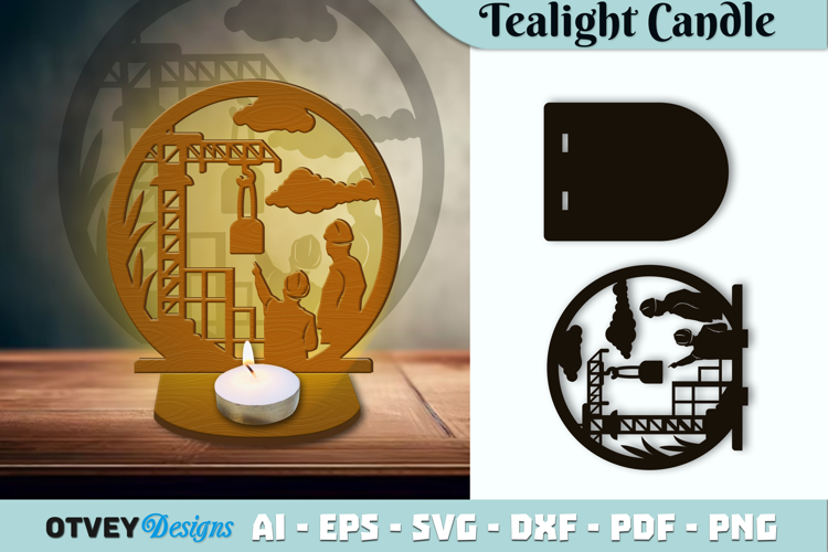 Construction Tealight Candle Holder Lasercut