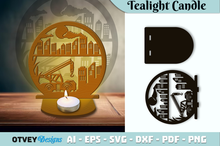 Construction Tealight Candle Holder Lasercut