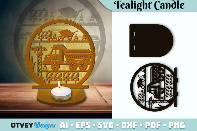 Construction Tealight Candle Holder Lasercut example image 1