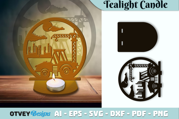 Construction Tealight Candle Holder Lasercut