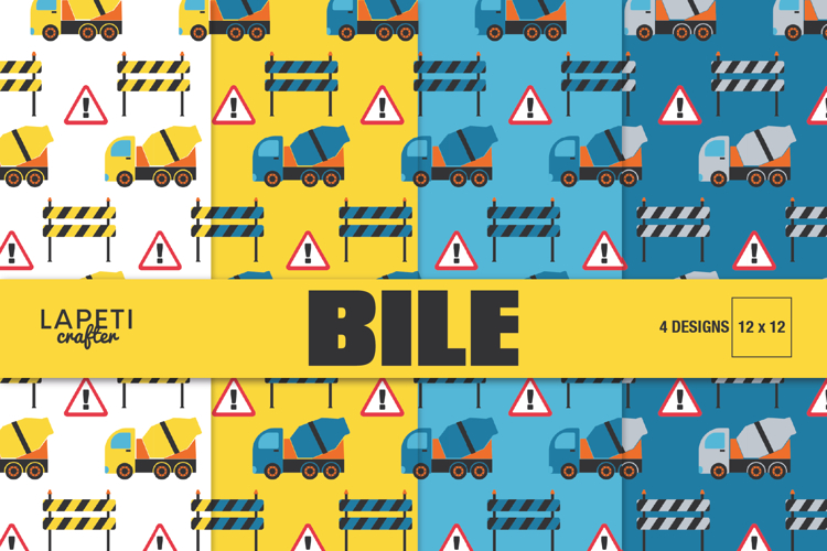 Construction Truck Digital Paper 12x12, Kids Pattern