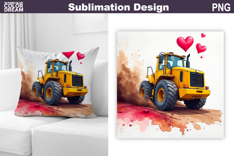 Valentine Yellow Truck | Construction Truck Pillow Design
