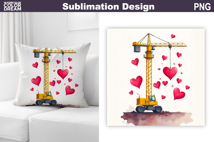 Valentine Truck | Construction Crane Pillow Design