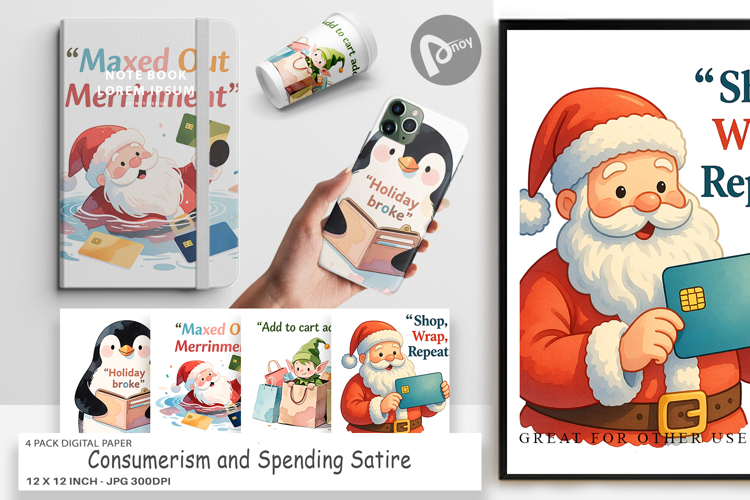 Digital Paper Consumerism and Spending Satire Quotes