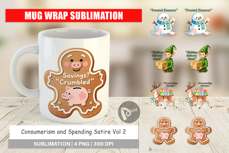 Mug Wrap Consumerism and Spending Satire Quotes