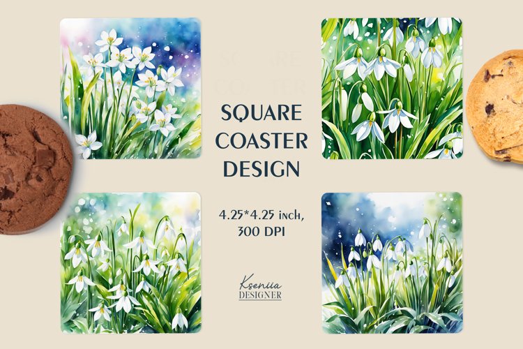 Watercolor Wild Flowers|Spring Square Coaster Sublimation example image 1