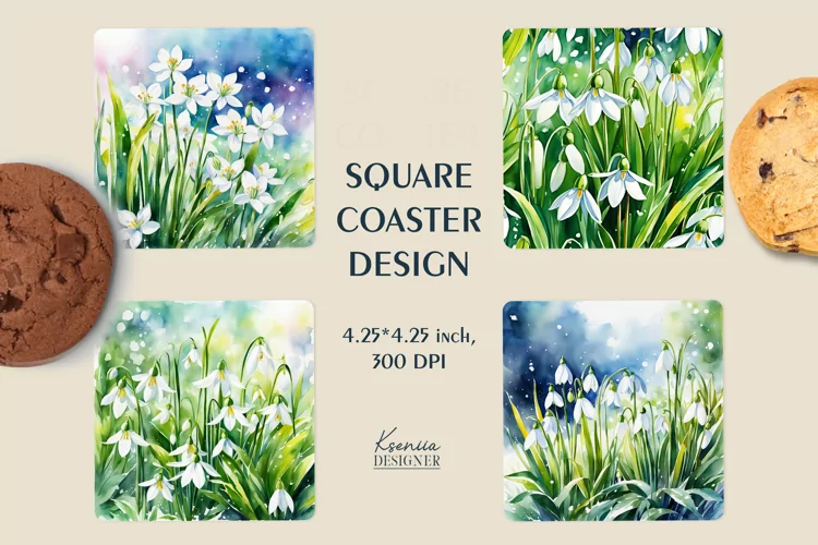 Watercolor Wild Flowers|Spring Square Coaster Sublimation