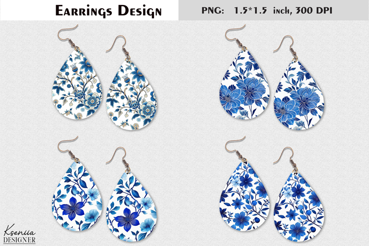 Retro Blue Flower| Vintage Floral EarringDesign