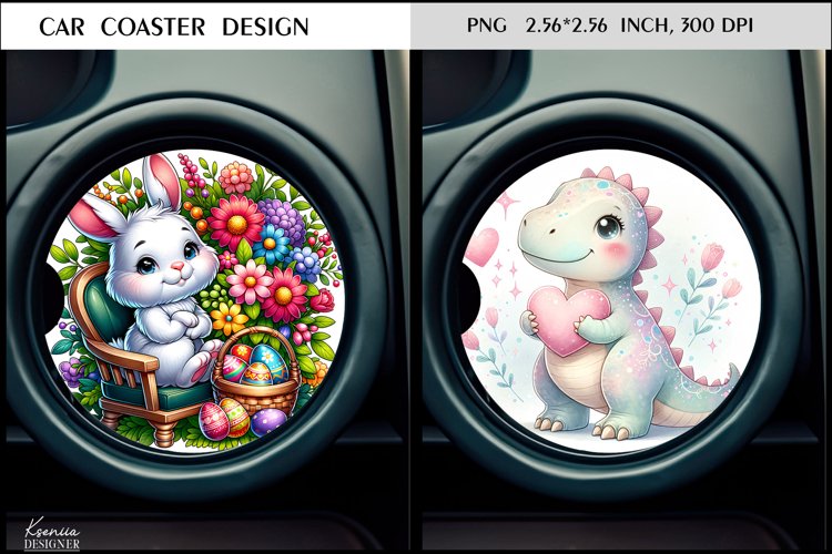 Bunny|Dinosaur|Flower Animal Car Coaster Design example image 1