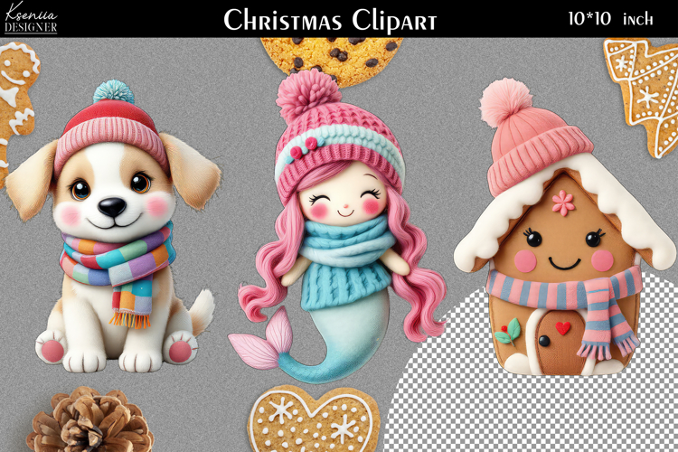 Cozy Christmas Felted Clipart Collection|Winter Knitted Art