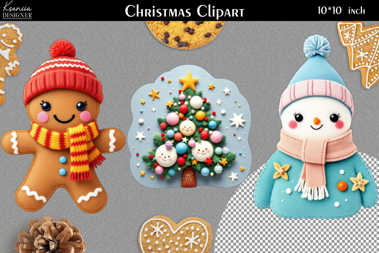 Cozy Christmas Felted Clipart Collection|Winter Knitted Art