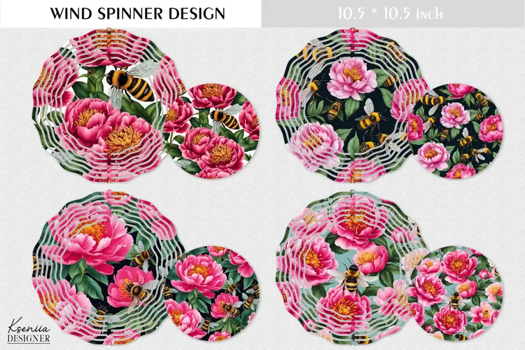 Peony and Bee| Summer Wind Spinner Design