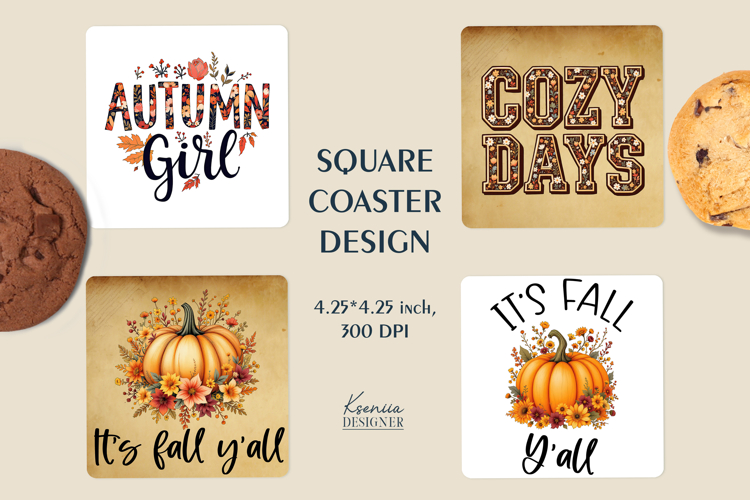 Fall Coaster Designs PNG | Pumpkin Autumn Cozy Sublimation