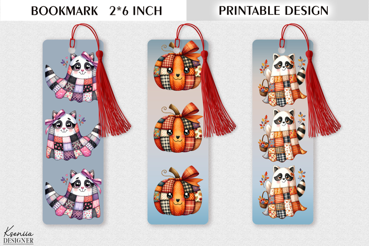 Printable Patchwork Ghost Bookmark Design - Cute Halloween