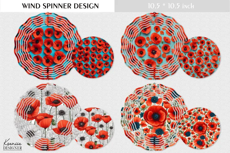 Ped Poppy Design| Wild Flowers| Summer Wind Spinner Design