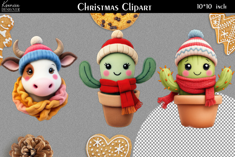Cozy Christmas Felted Clipart Collection|Winter Knitted Art