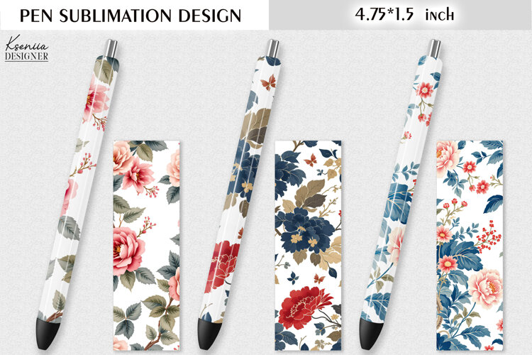 Rose and Wild Flower Pen Sublimation | Vintage Floral Design example image 1