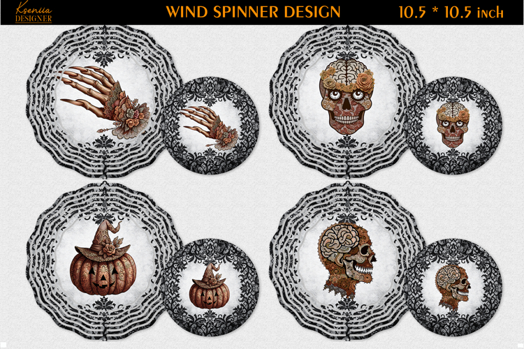 Halloween Lace Vintage Wind Spinner Sublimation Design