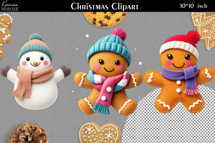 Cozy Christmas Felted Clipart Collection|Winter Knitted Art