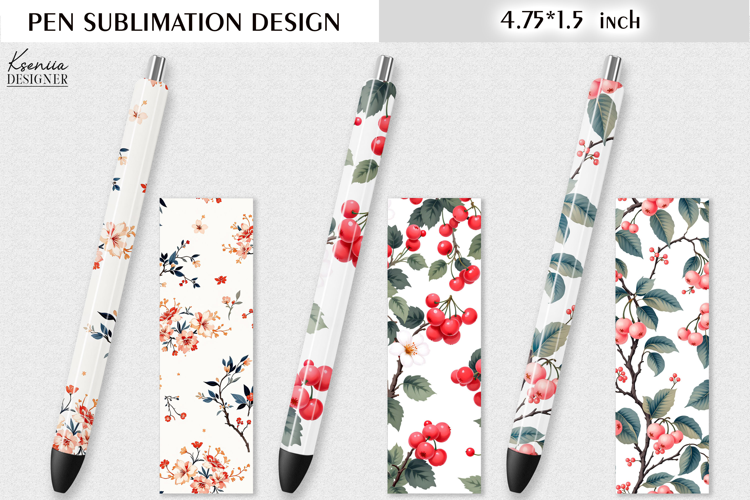 Berry and Wild Flower Pen Sublimation| Vintage Floral Design