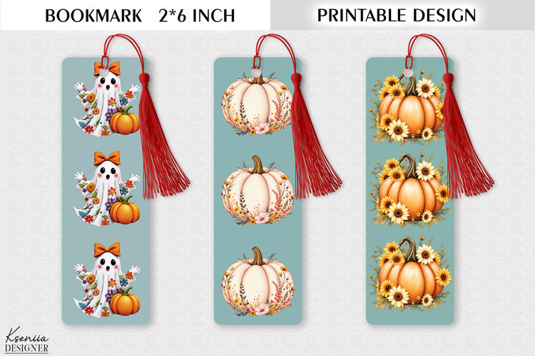 Printable Patchwork Ghost Bookmark Design - Cute Halloween