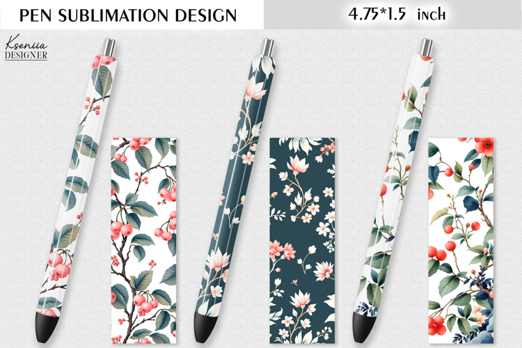 Berry and Wild Flower Pen Sublimation| Vintage Floral Design