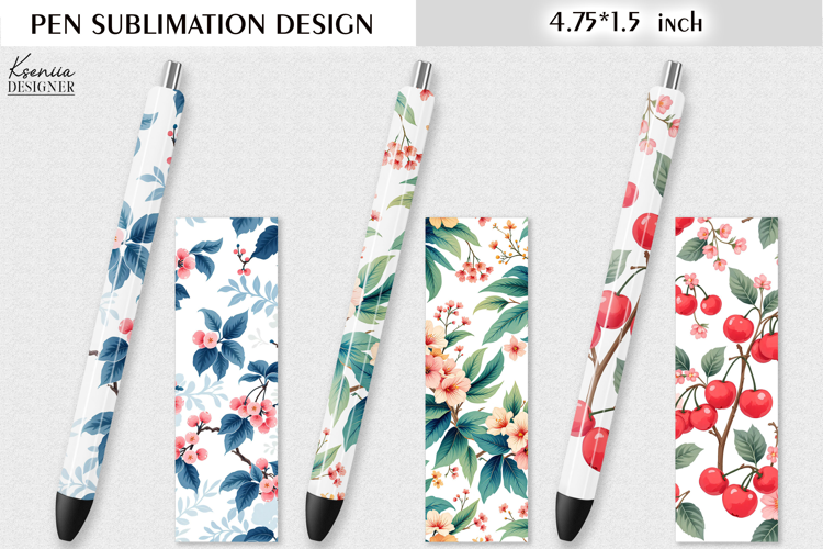 Berry and Wild Flower Pen Sublimation| Vintage Floral Design