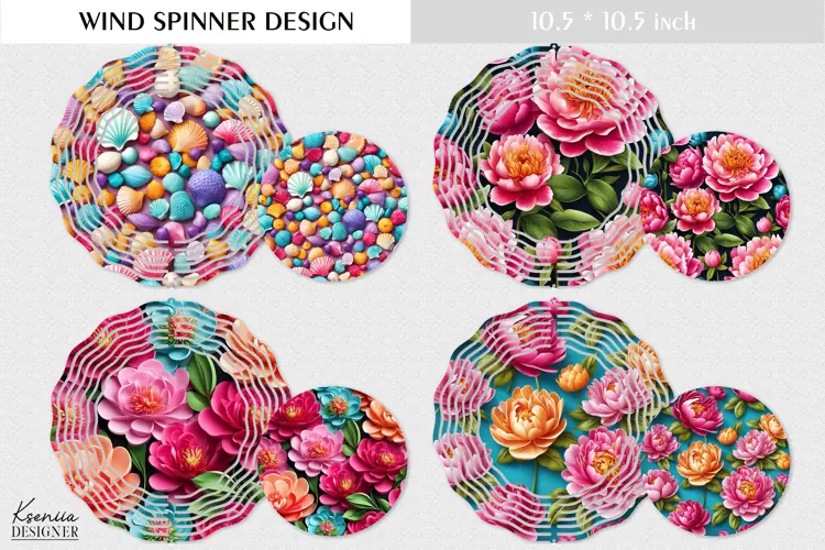 Pink Peony | Flowers Round Sign| Summer Wind Spinner Design