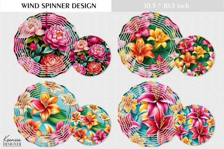 Lily| Flowers Round Sign| Summer Wind Spinner Design
