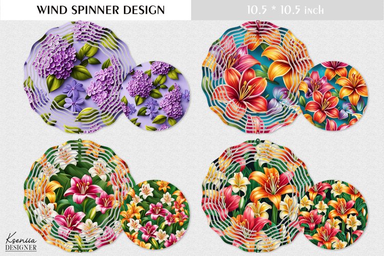 Lily| Flowers Round Sign| Summer Wind Spinner Design example image 1