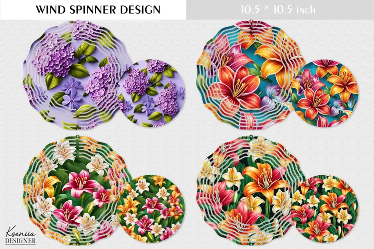Lily| Flowers Round Sign| Summer Wind Spinner Design