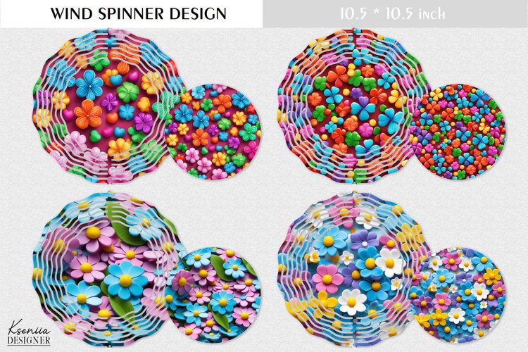 Pink Wild Flowers Round Sign| Summer Wind Spinner Design example image 1